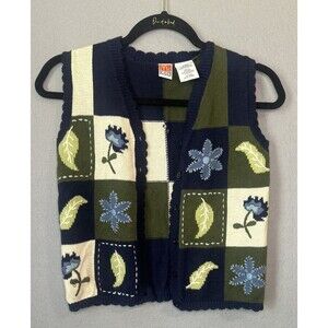 VTG Y2K 90's McKids McDonalds Floral Multicolor Girls 7 Sweater Vest Cottagecore